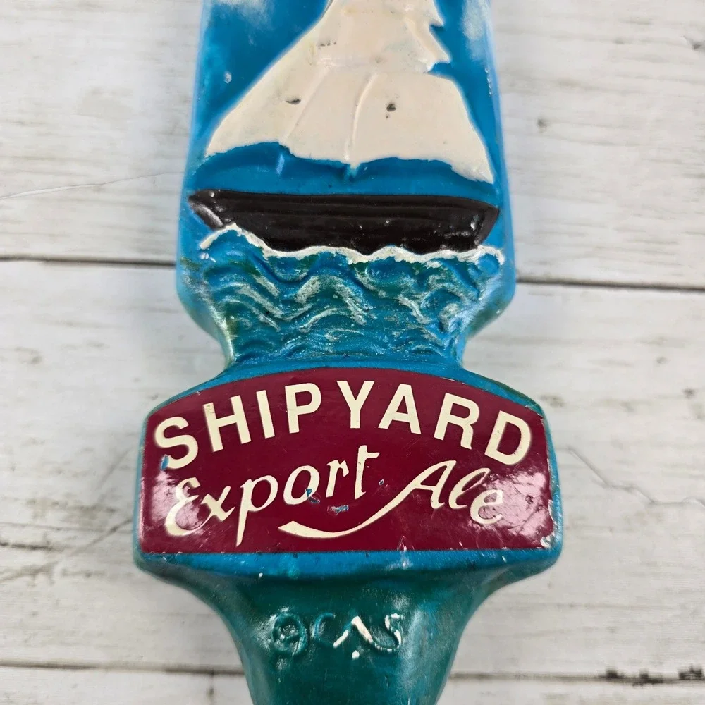 Vintage Shipyard Export Ale Beer Tap Handle Nautical Sailing Ship Blue Pub Decor
